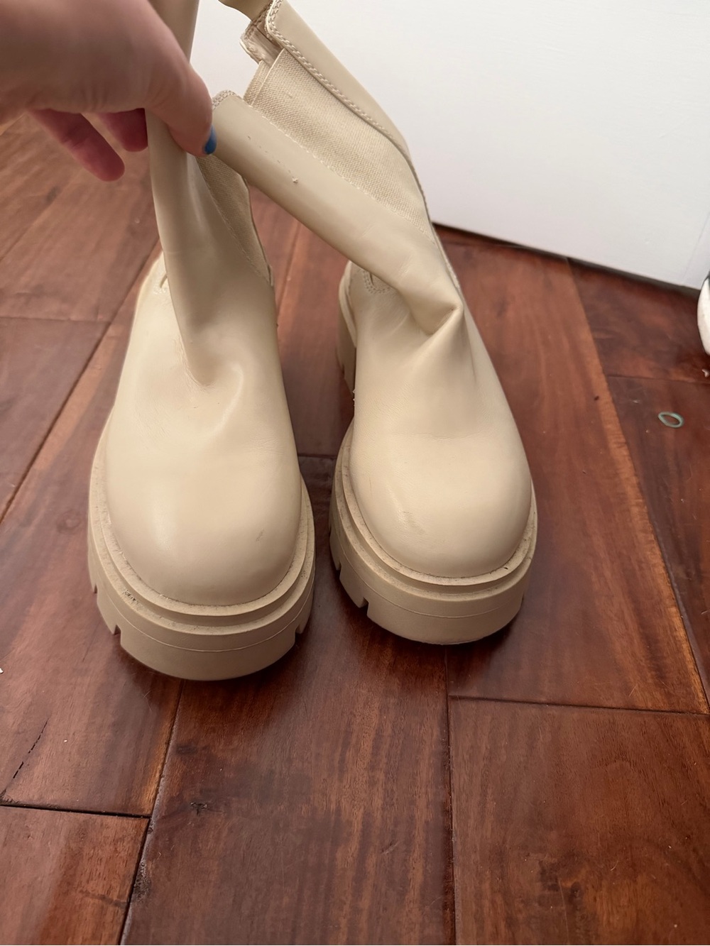 H&M Cream Platform Chelsea Boots